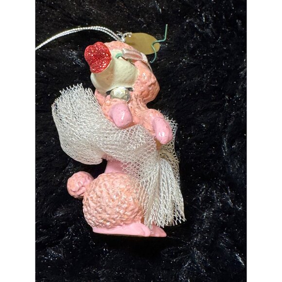 Vintage Katherines Collection Pink Poodle Ornament With Tulle Skirt & Glitter - Picture 1 of 7